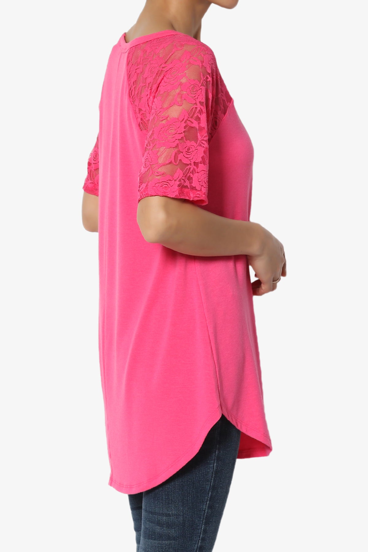 Helisa Lace Sleeve Jersey Top