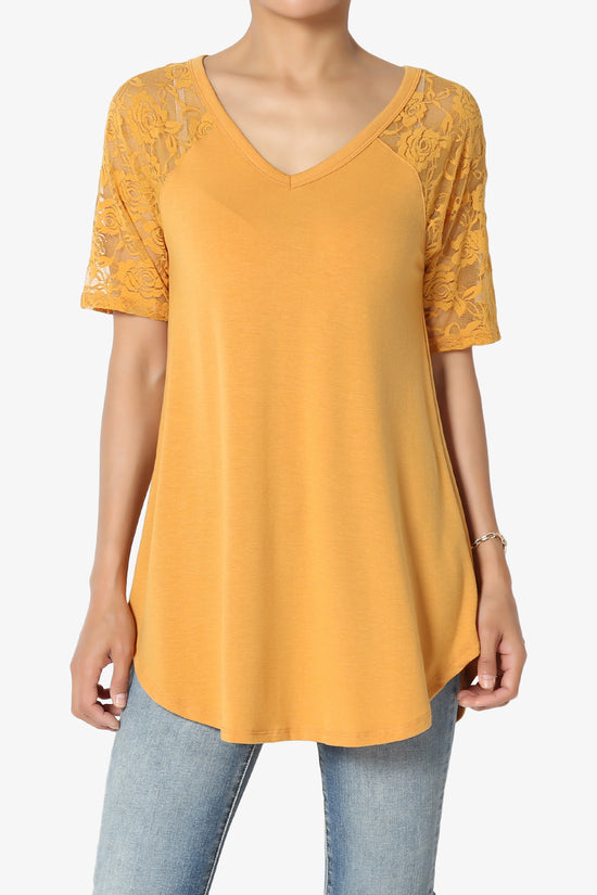 Helisa Lace Sleeve Jersey Top