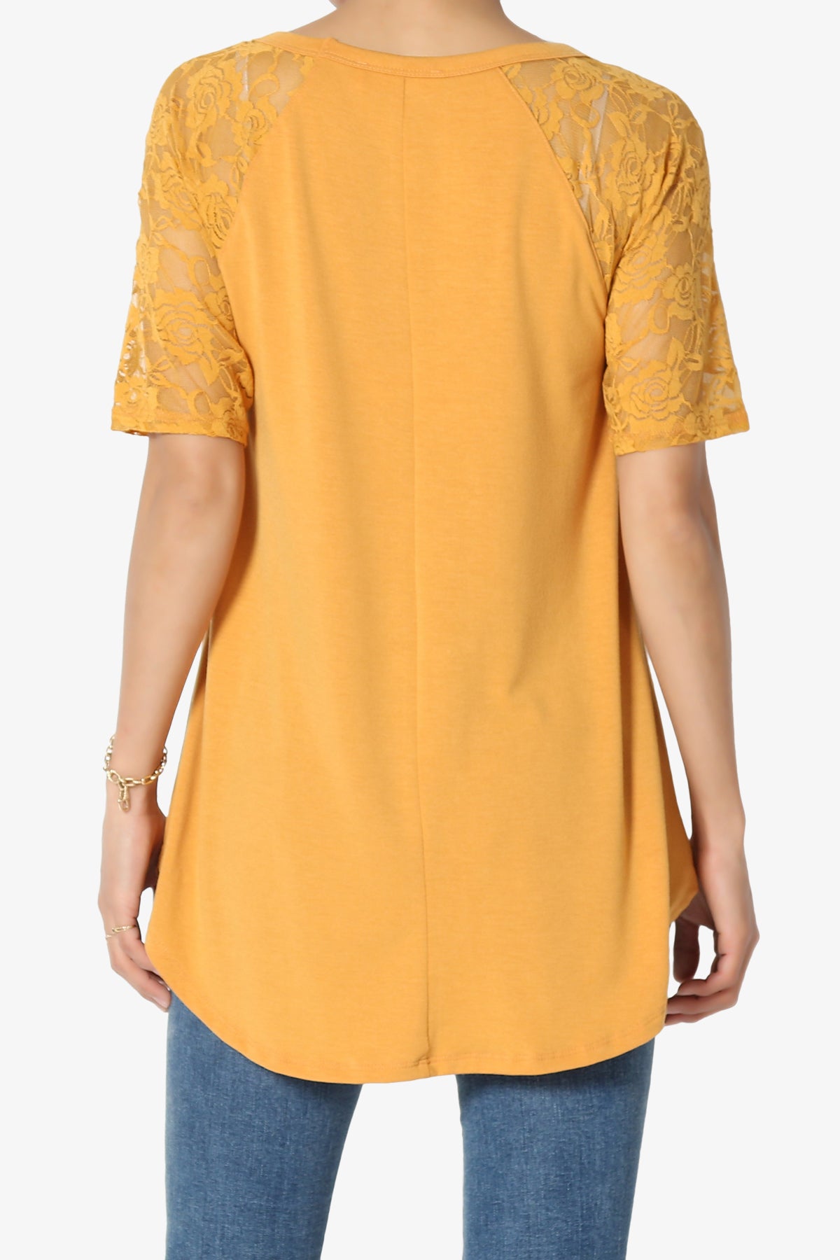 Helisa Lace Sleeve Jersey Top PLUS