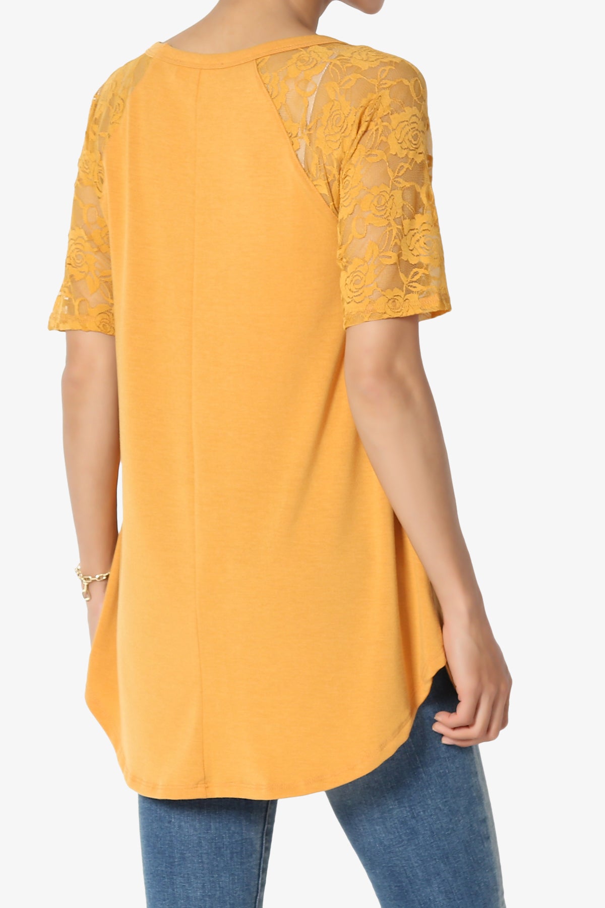 Helisa Lace Sleeve Jersey Top PLUS