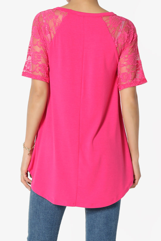 Helisa Lace Sleeve Jersey Top
