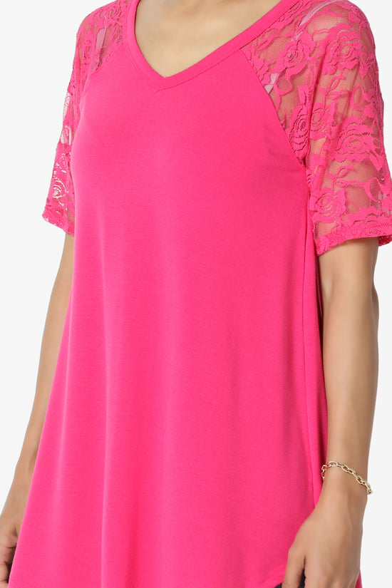 Helisa Lace Sleeve Jersey Top