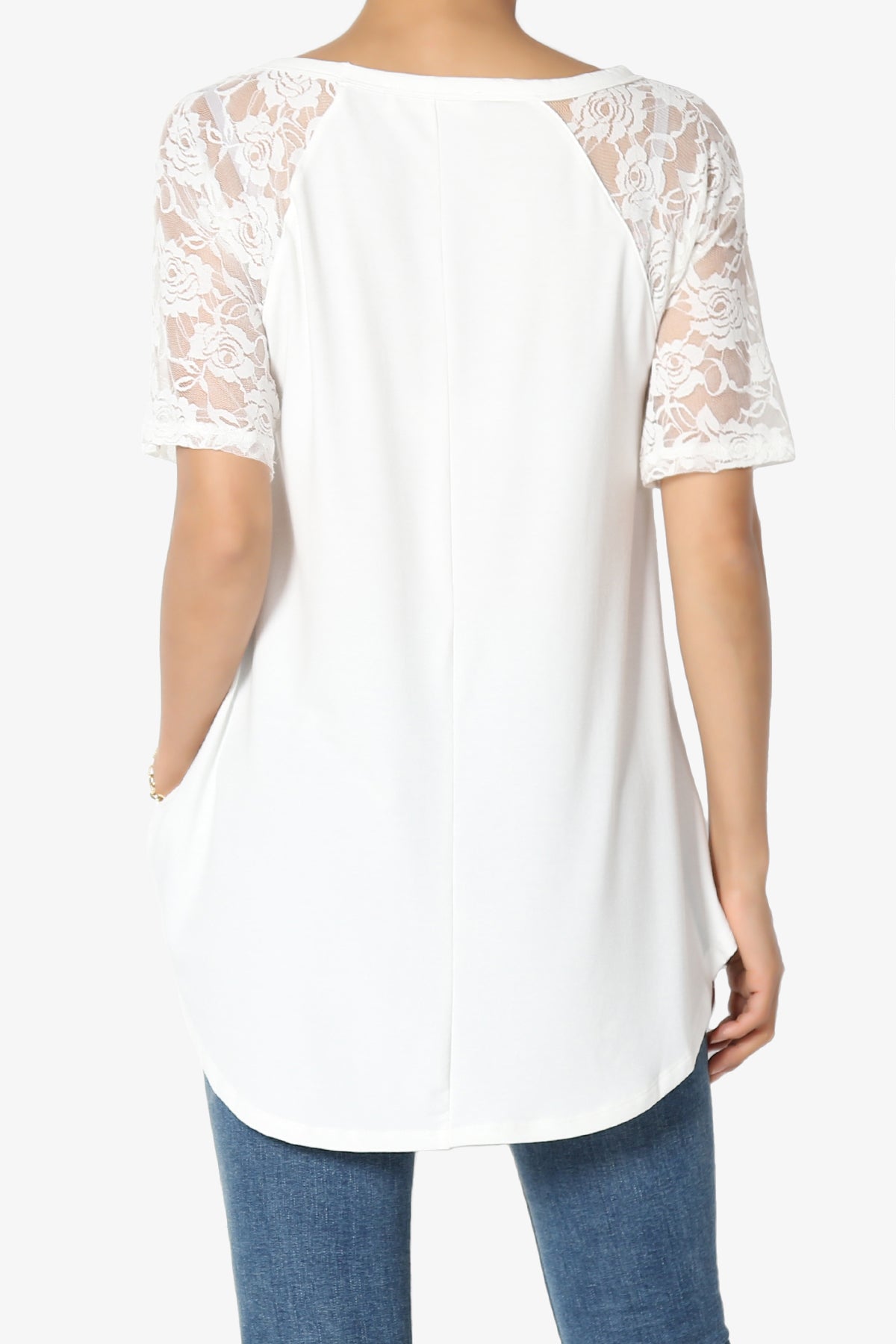 Helisa Lace Sleeve Jersey Top