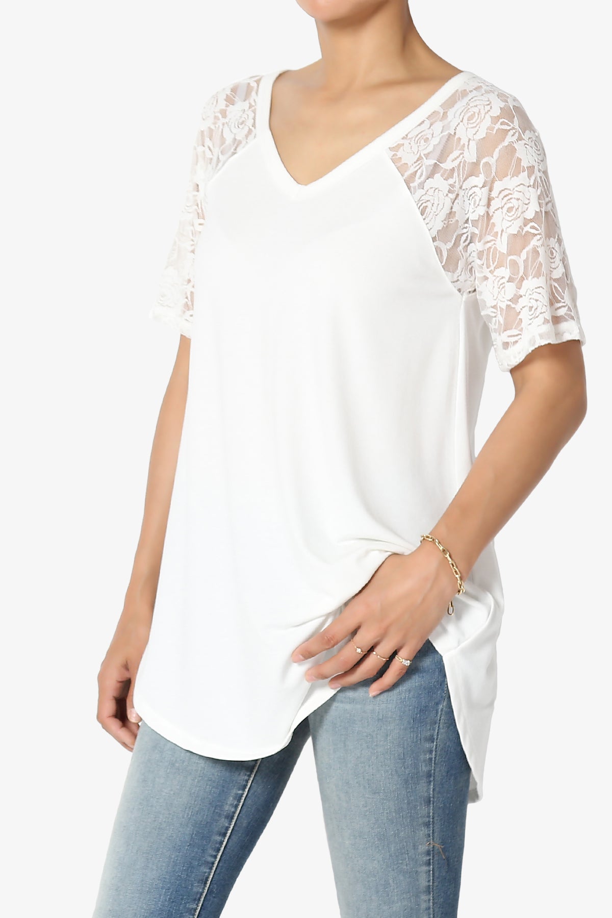 Helisa Lace Sleeve Jersey Top