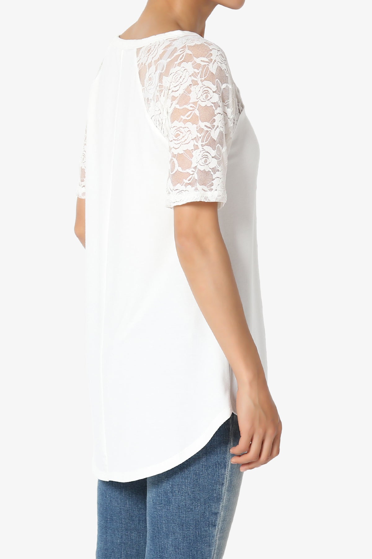 Helisa Lace Sleeve Jersey Top