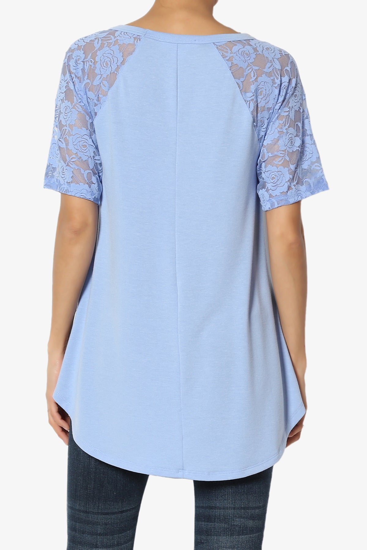 Helisa Lace Sleeve Jersey Top