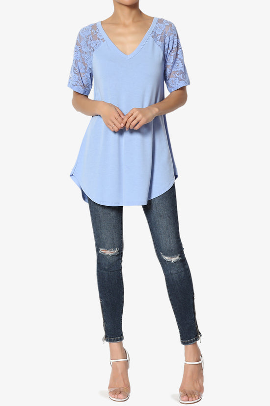 Helisa Lace Sleeve Jersey Top