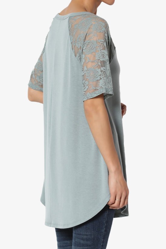 Helisa Lace Sleeve Jersey Top PLUS