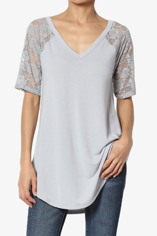 Helisa Lace Sleeve Jersey Top