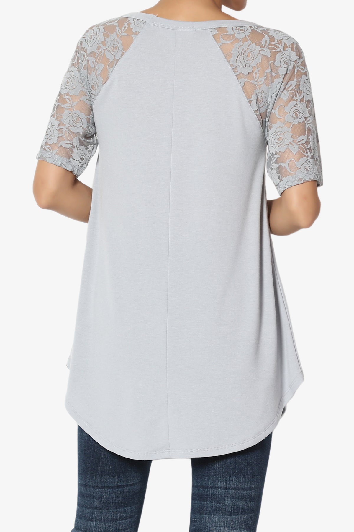 Helisa Lace Sleeve Jersey Top PLUS