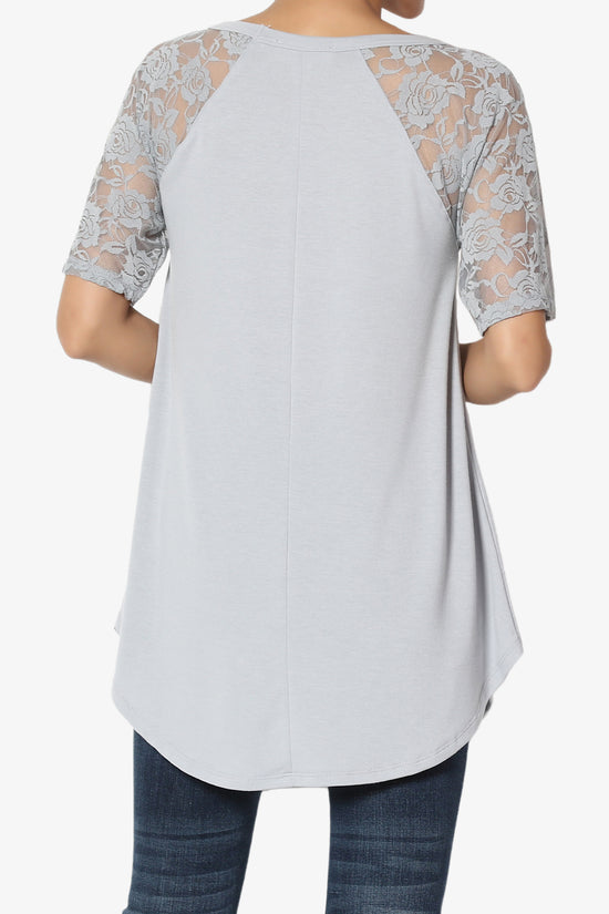 Helisa Lace Sleeve Jersey Top PLUS