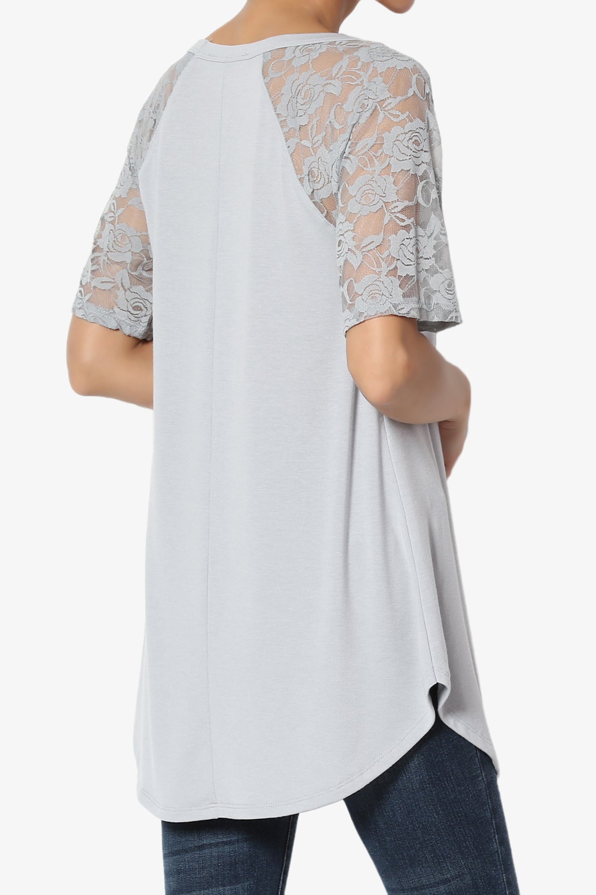 Helisa Lace Sleeve Jersey Top PLUS