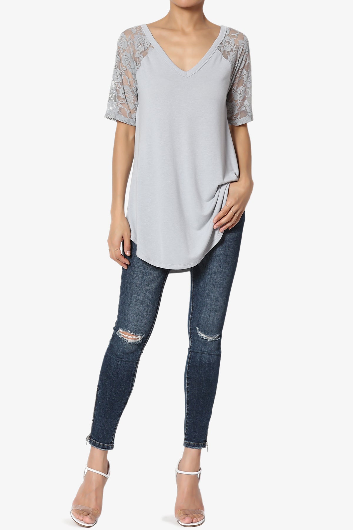 Helisa Lace Sleeve Jersey Top