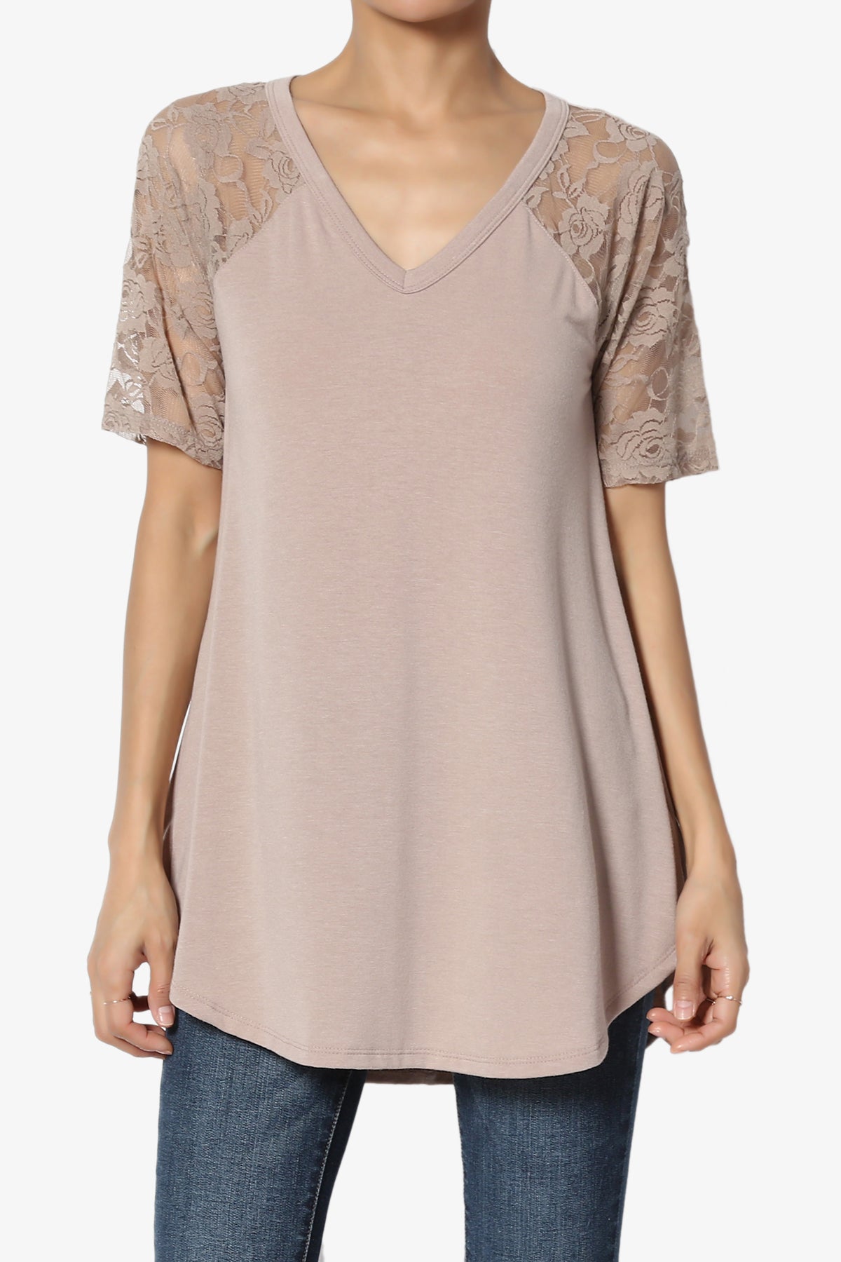 Helisa Lace Sleeve Jersey Top