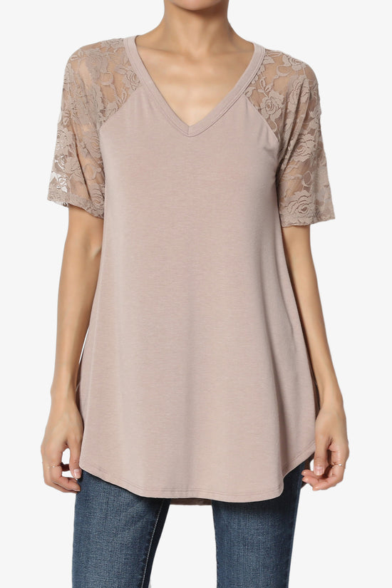 Helisa Lace Sleeve Jersey Top