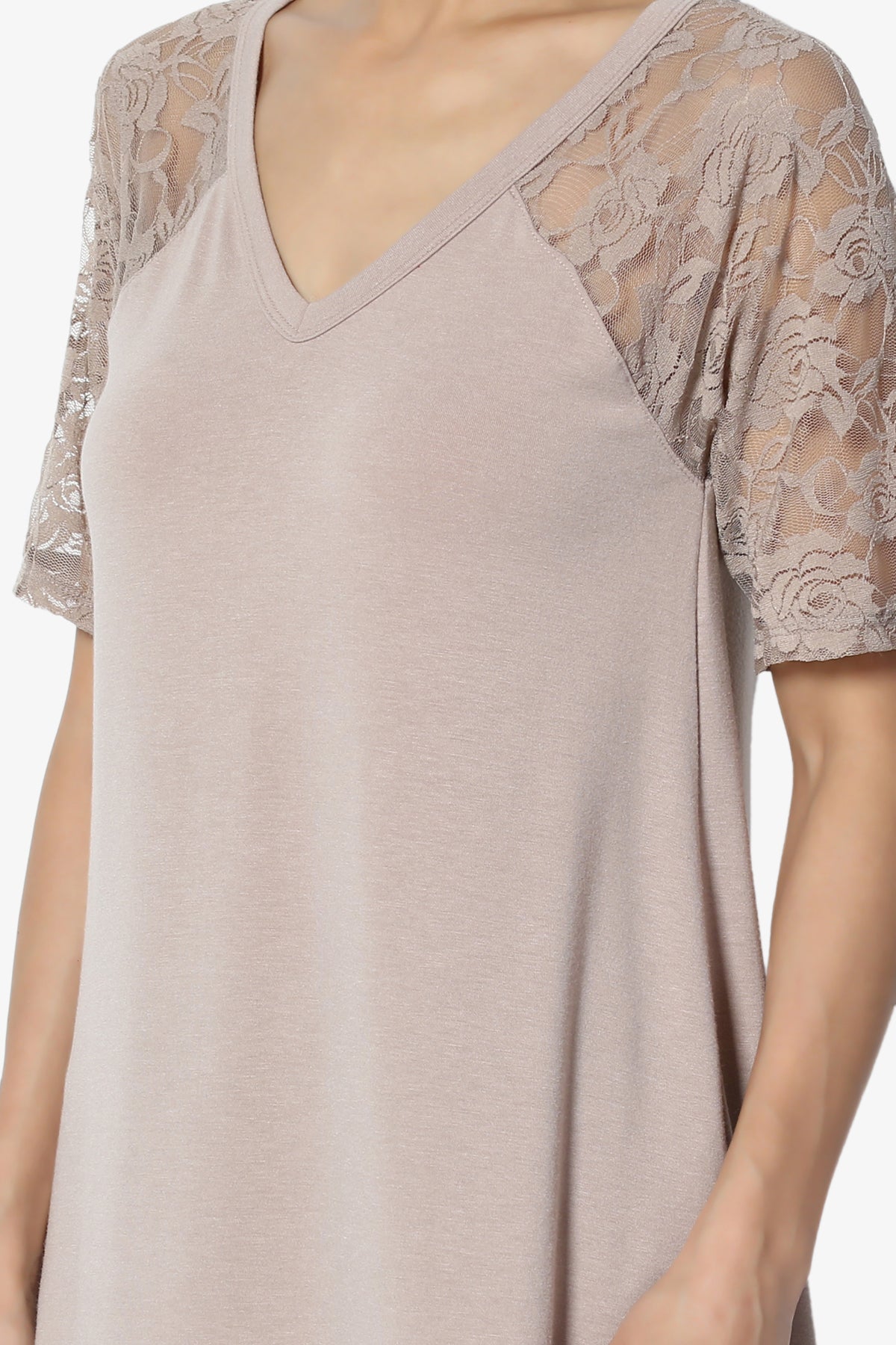 Helisa Lace Sleeve Jersey Top