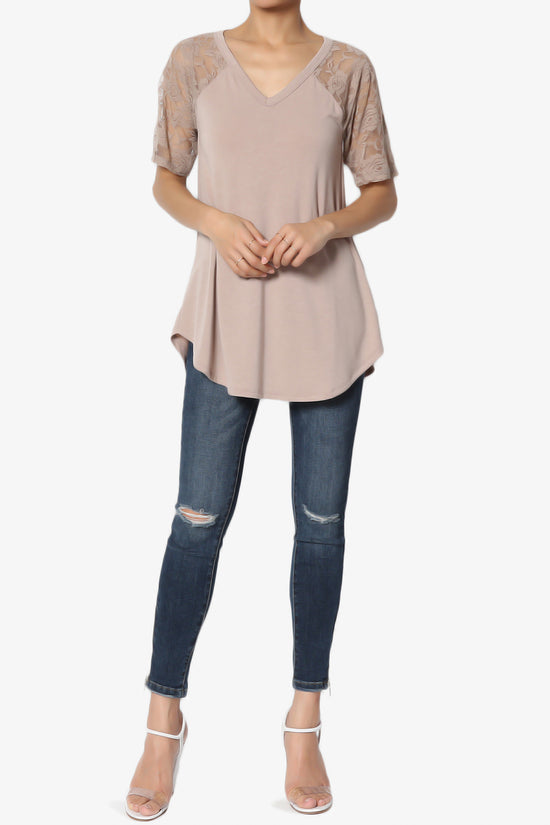 Helisa Lace Sleeve Jersey Top