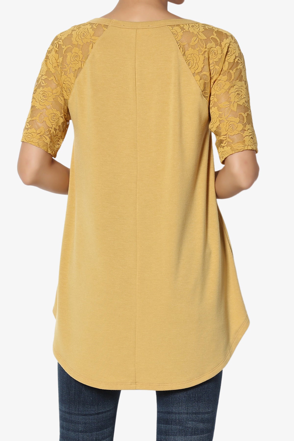 Helisa Lace Sleeve Jersey Top