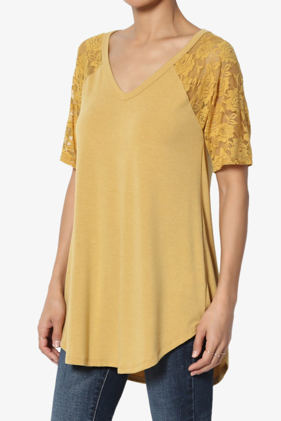 Helisa Lace Sleeve Jersey Top