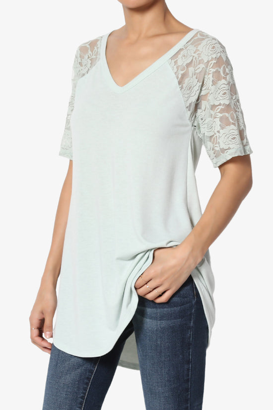 Helisa Lace Sleeve Jersey Top