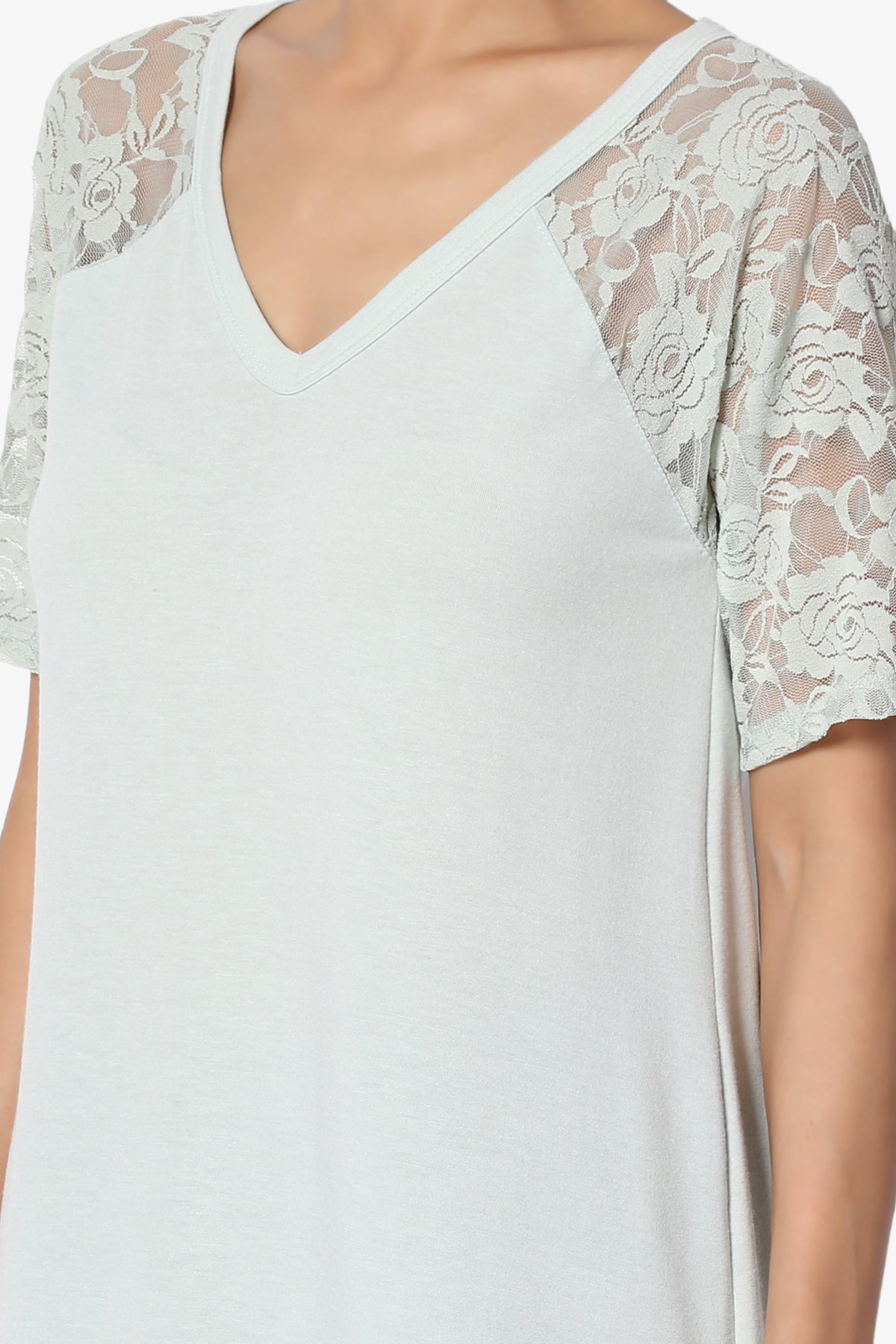 Helisa Lace Sleeve Jersey Top