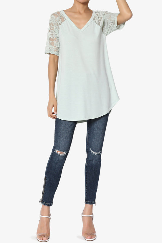 Helisa Lace Sleeve Jersey Top