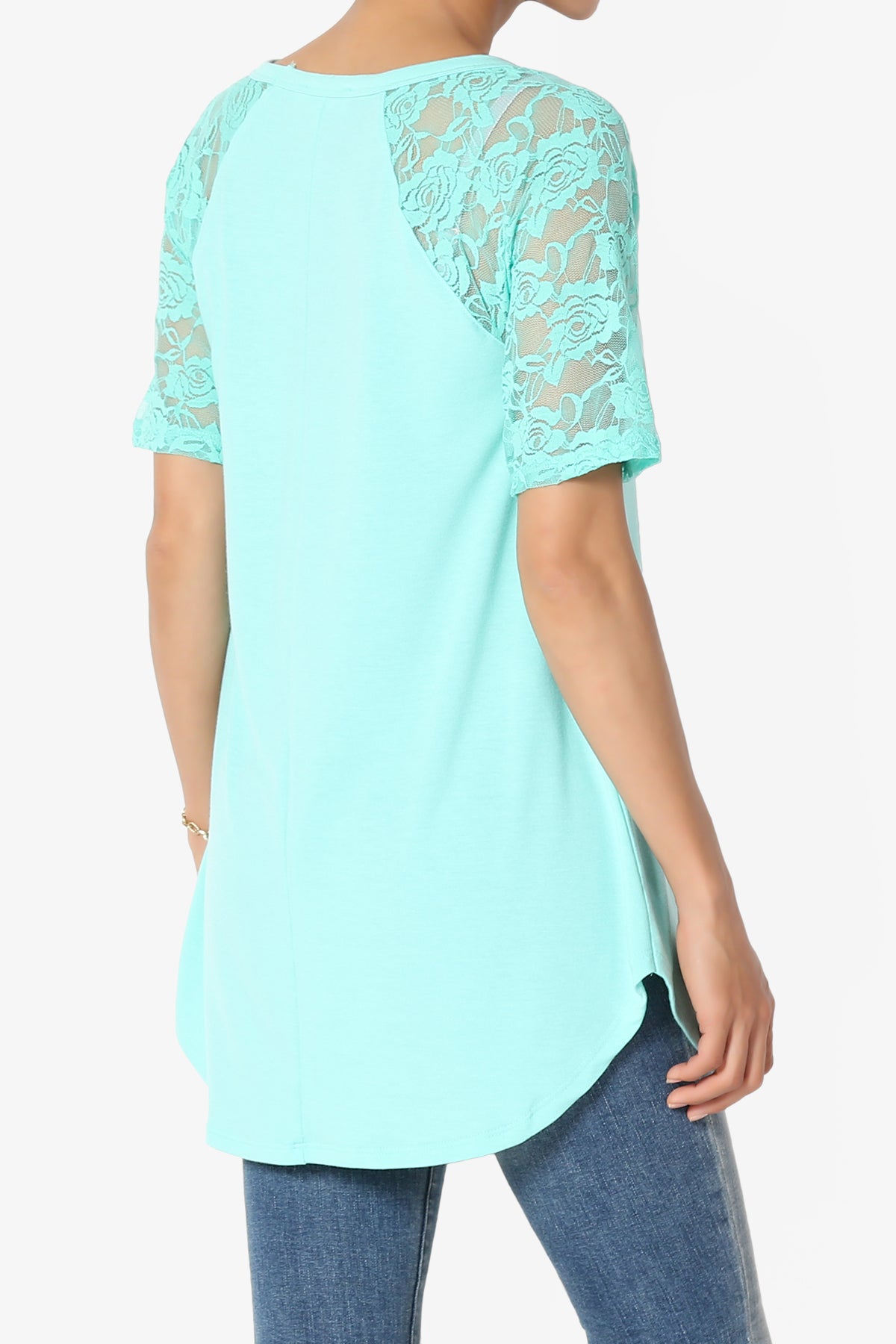 Helisa Lace Sleeve Jersey Top
