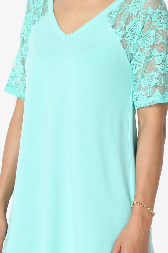 Helisa Lace Sleeve Jersey Top