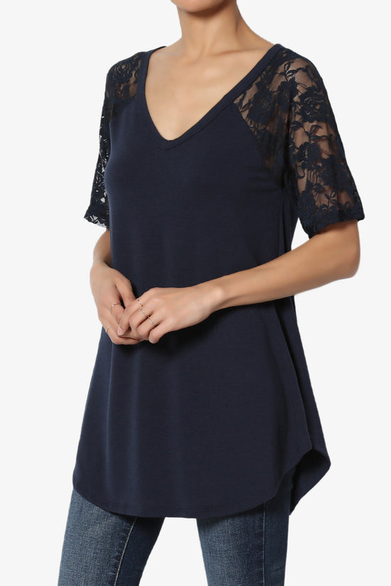 Helisa Lace Sleeve Jersey Top