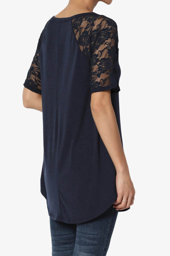 Helisa Lace Sleeve Jersey Top
