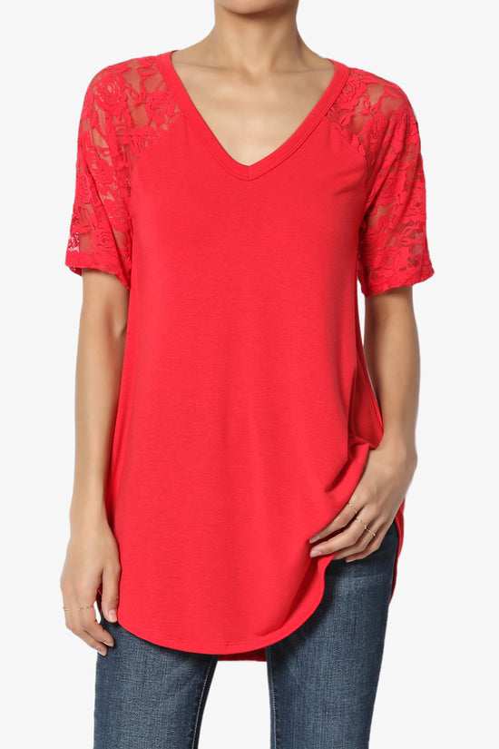Helisa Lace Sleeve Jersey Top PLUS