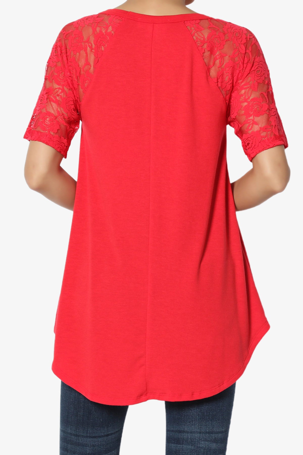 Helisa Lace Sleeve Jersey Top