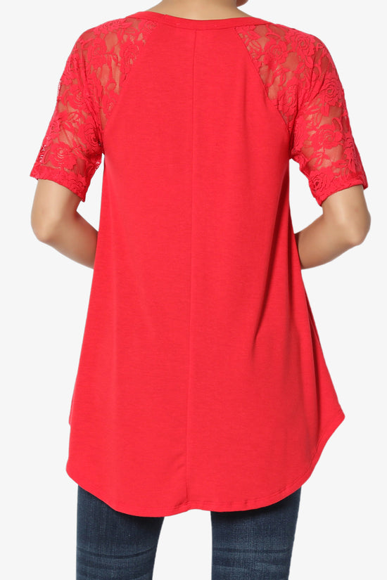 Helisa Lace Sleeve Jersey Top