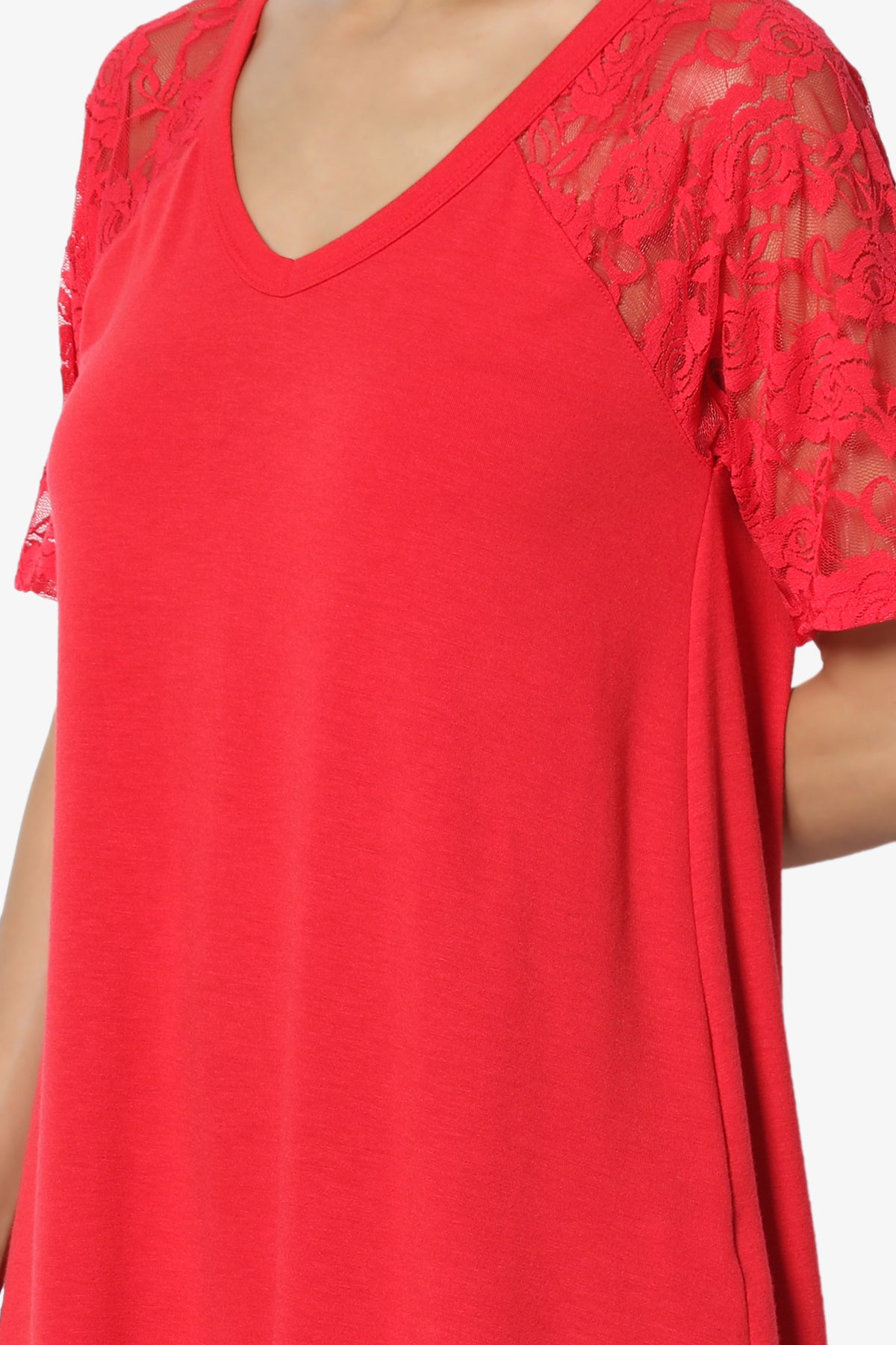 Helisa Lace Sleeve Jersey Top