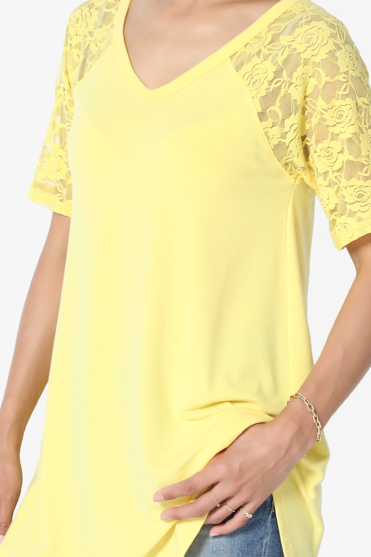 Helisa Lace Sleeve Jersey Top