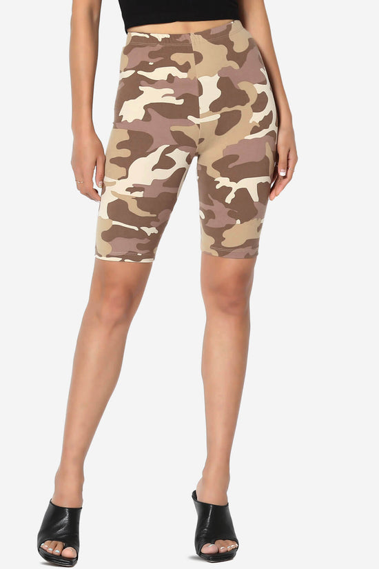 Michigan Camo Print Microfiber Bike Short Leggings KHAKI_1