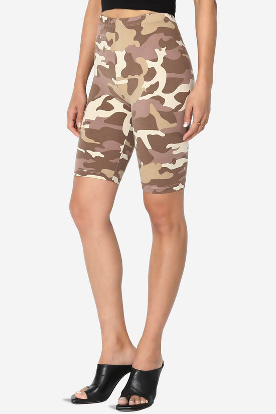 Michigan Camo Print Microfiber Bike Short Leggings KHAKI_3