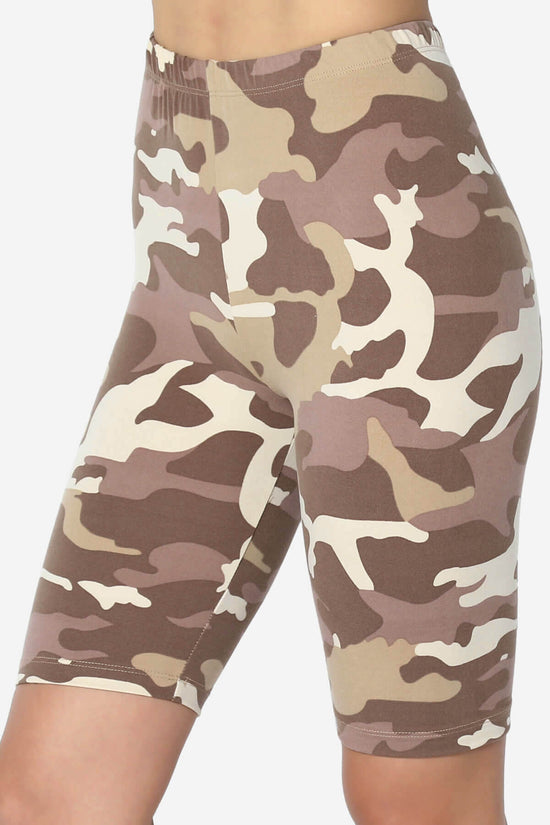 Michigan Camo Print Microfiber Bike Short Leggings KHAKI_5