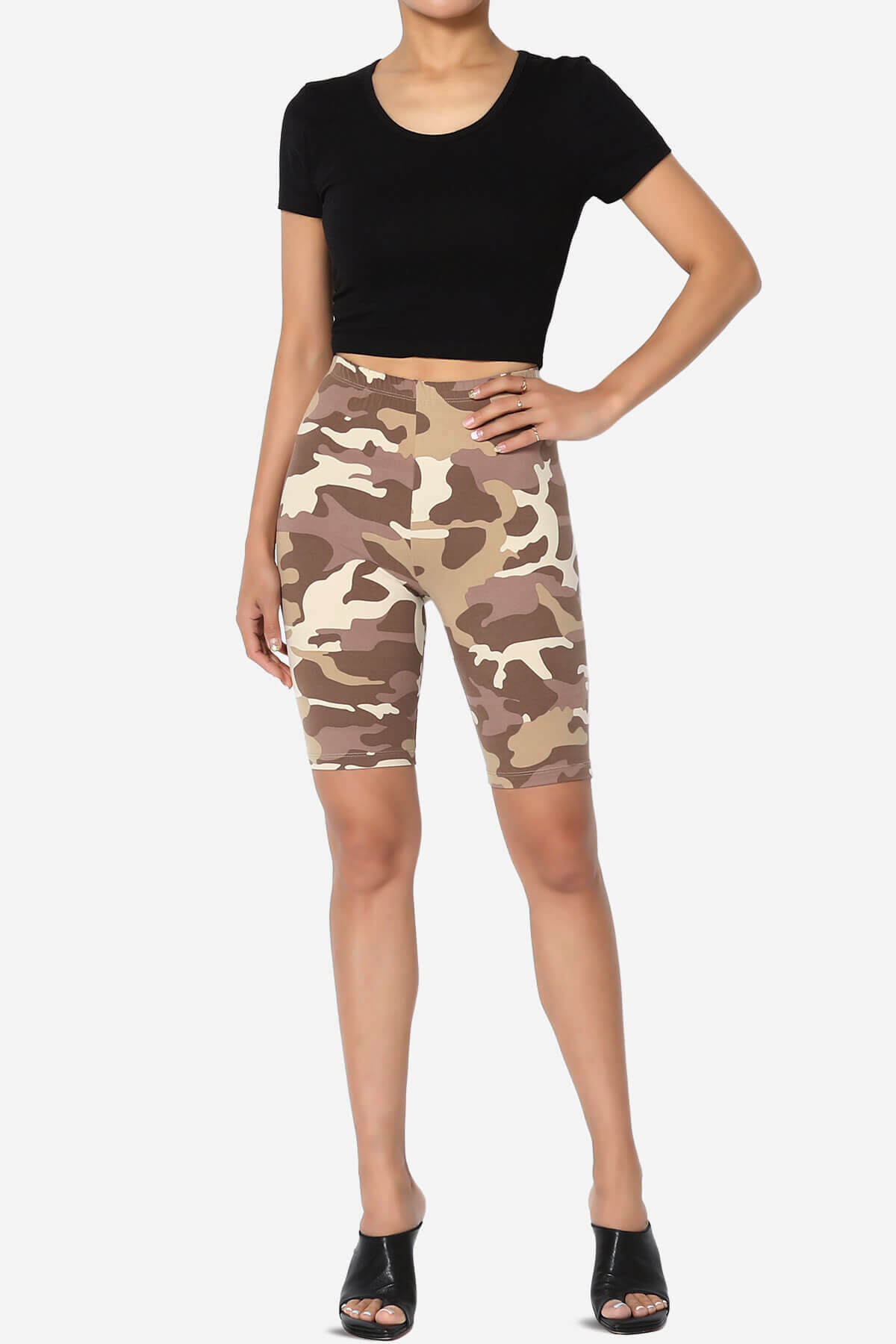 Michigan Camo Print Microfiber Bike Short Leggings KHAKI_6