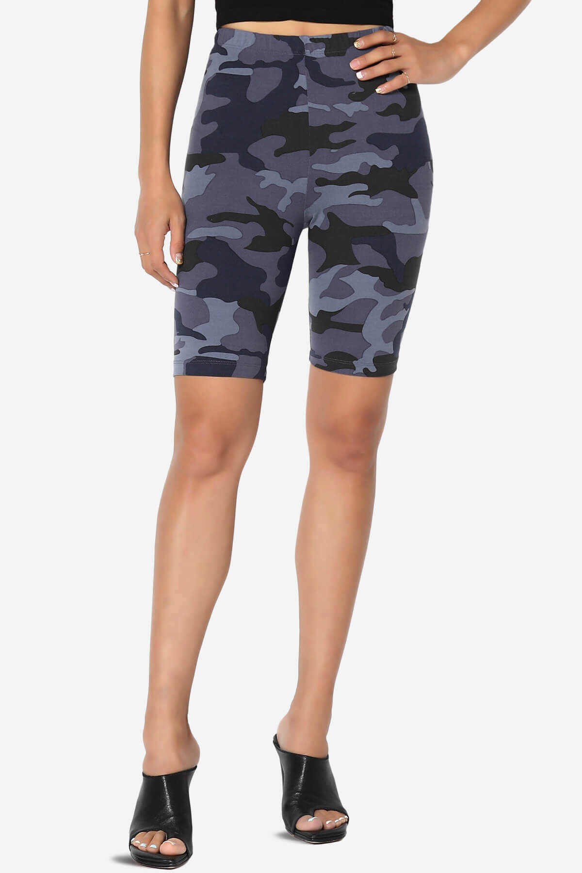 Michigan Camo Print Microfiber Bike Short Leggings NAVY_1