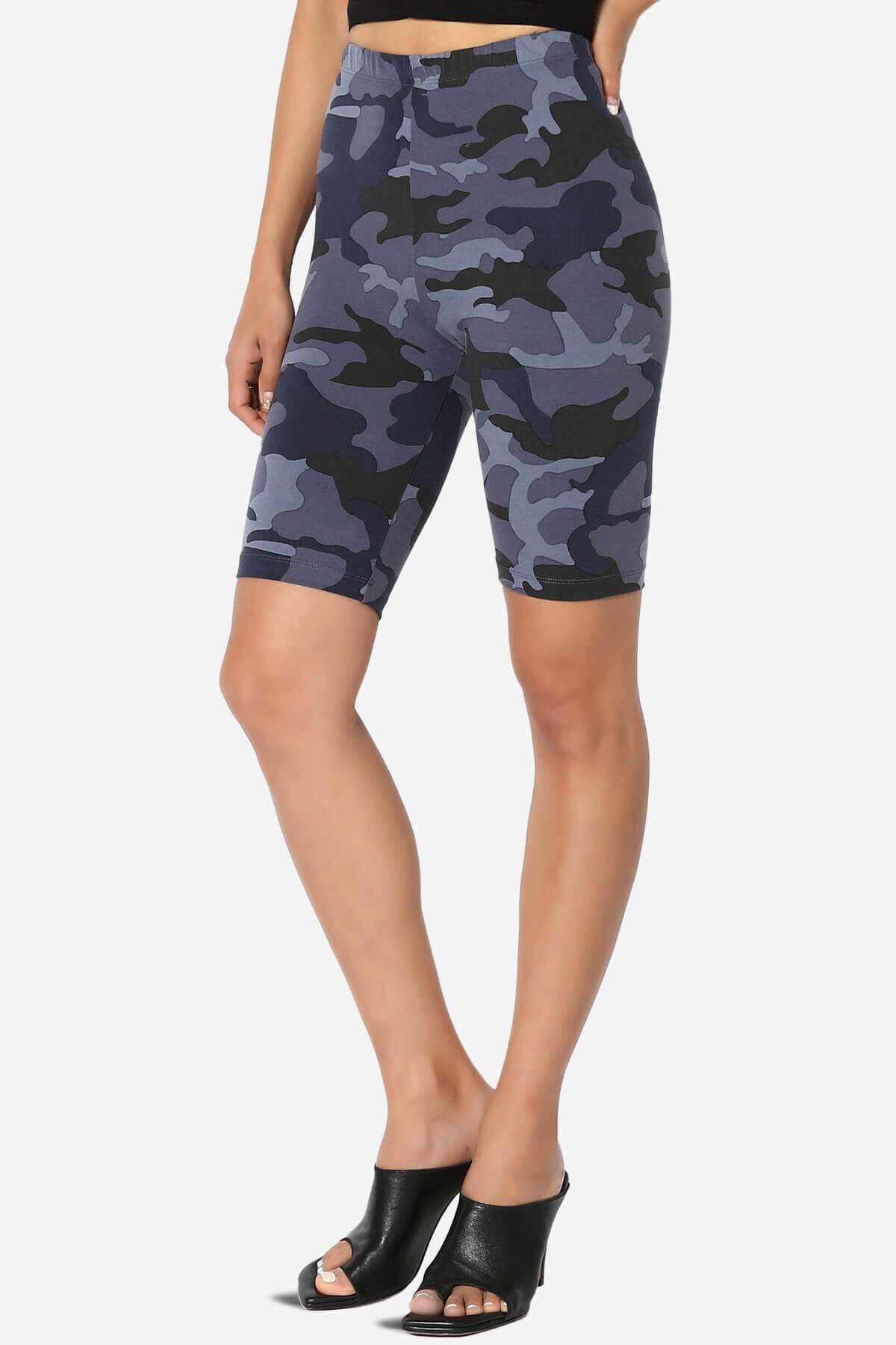 Michigan Camo Print Microfiber Bike Short Leggings NAVY_3