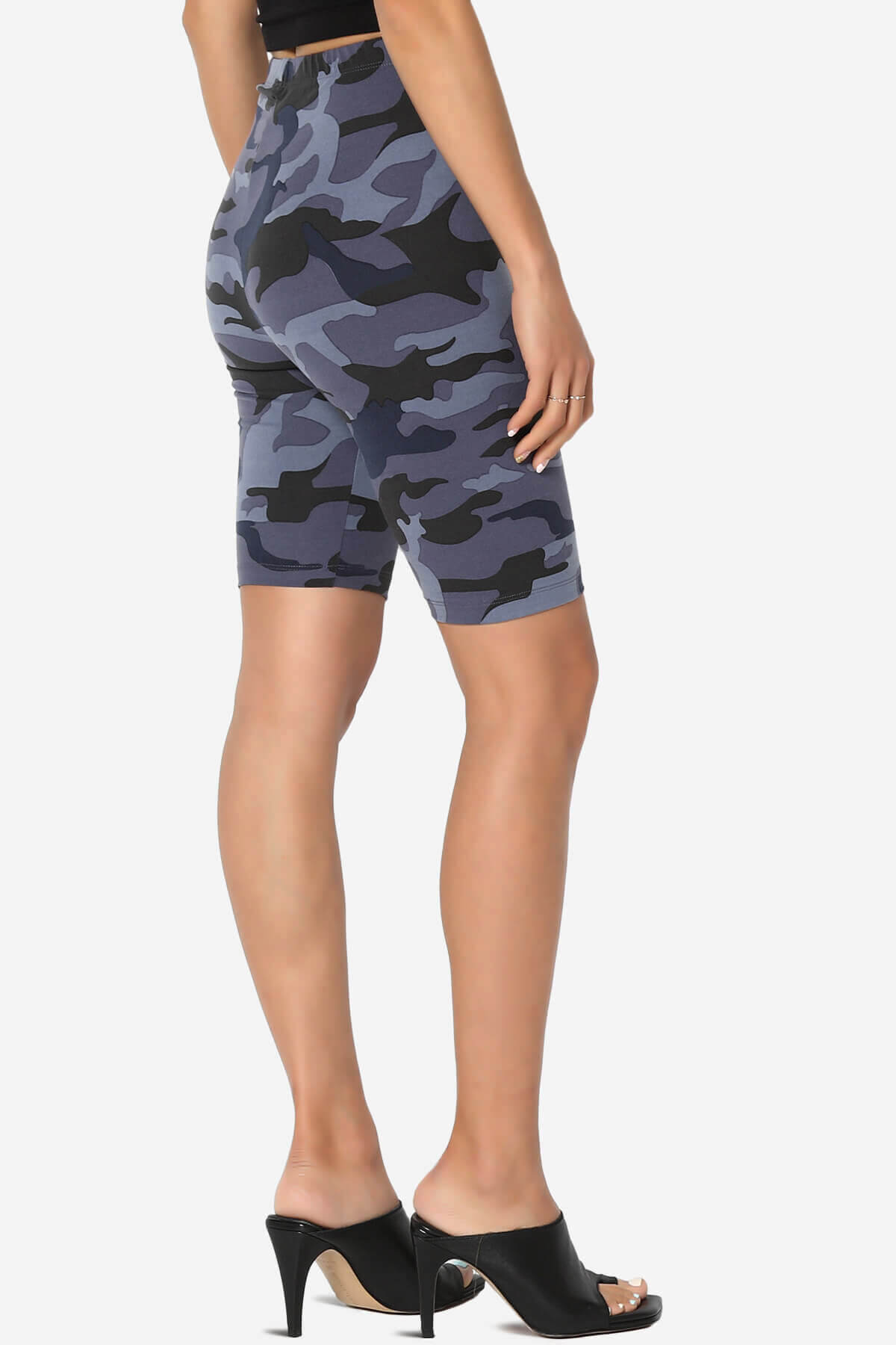 Michigan Camo Print Microfiber Bike Short Leggings NAVY_4