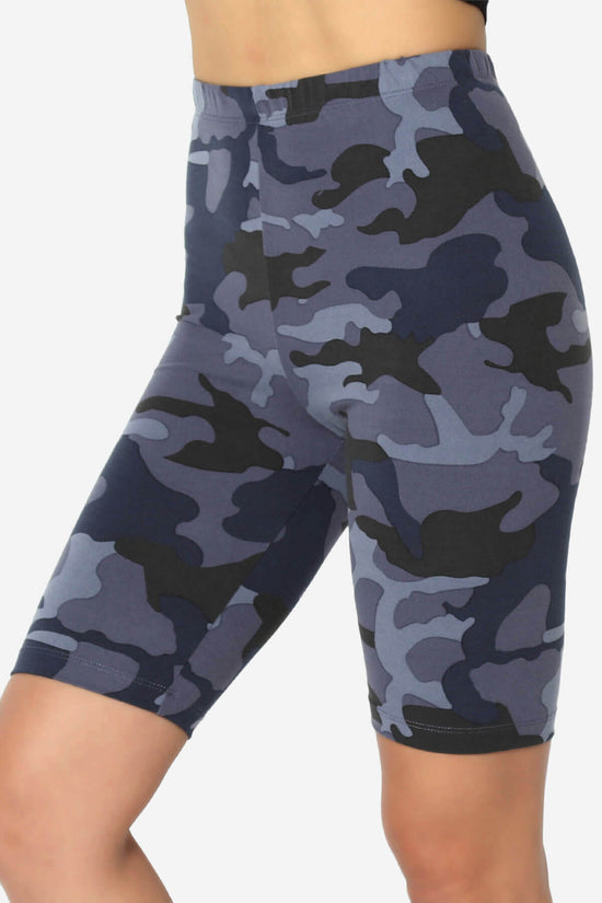 Michigan Camo Print Microfiber Bike Short Leggings NAVY_5