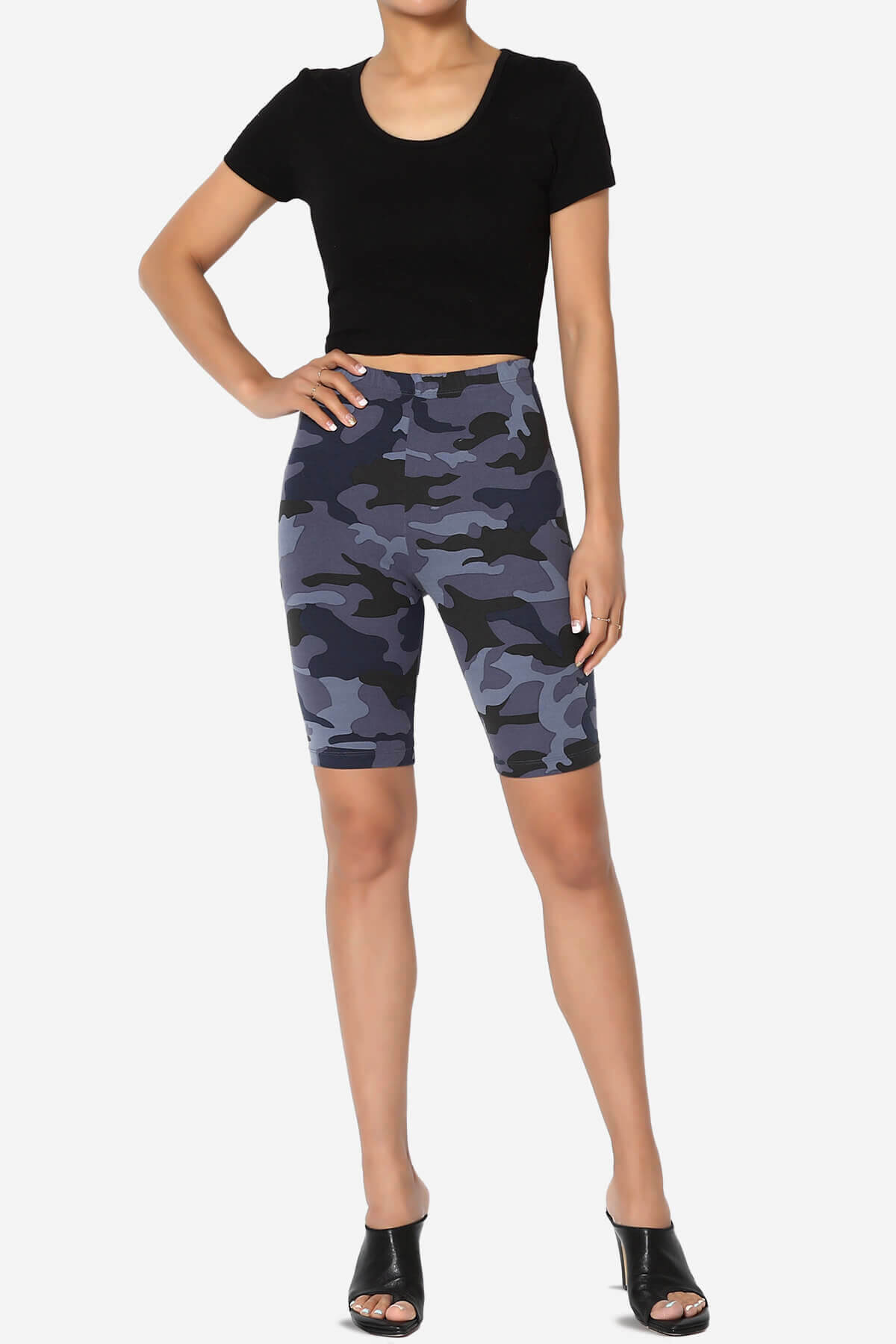Michigan Camo Print Microfiber Bike Short Leggings NAVY_6