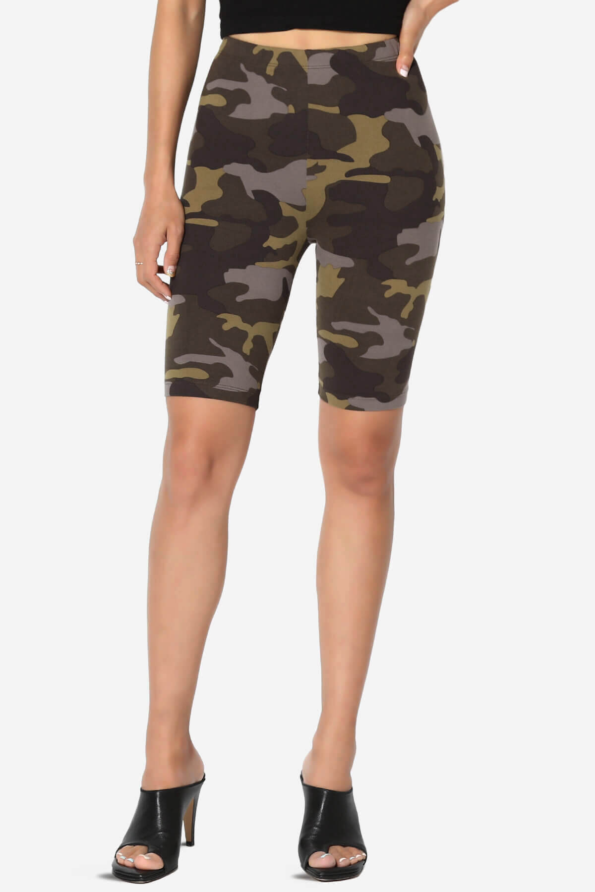 Michigan Camo Print Microfiber Bike Short Leggings OLIVE_1