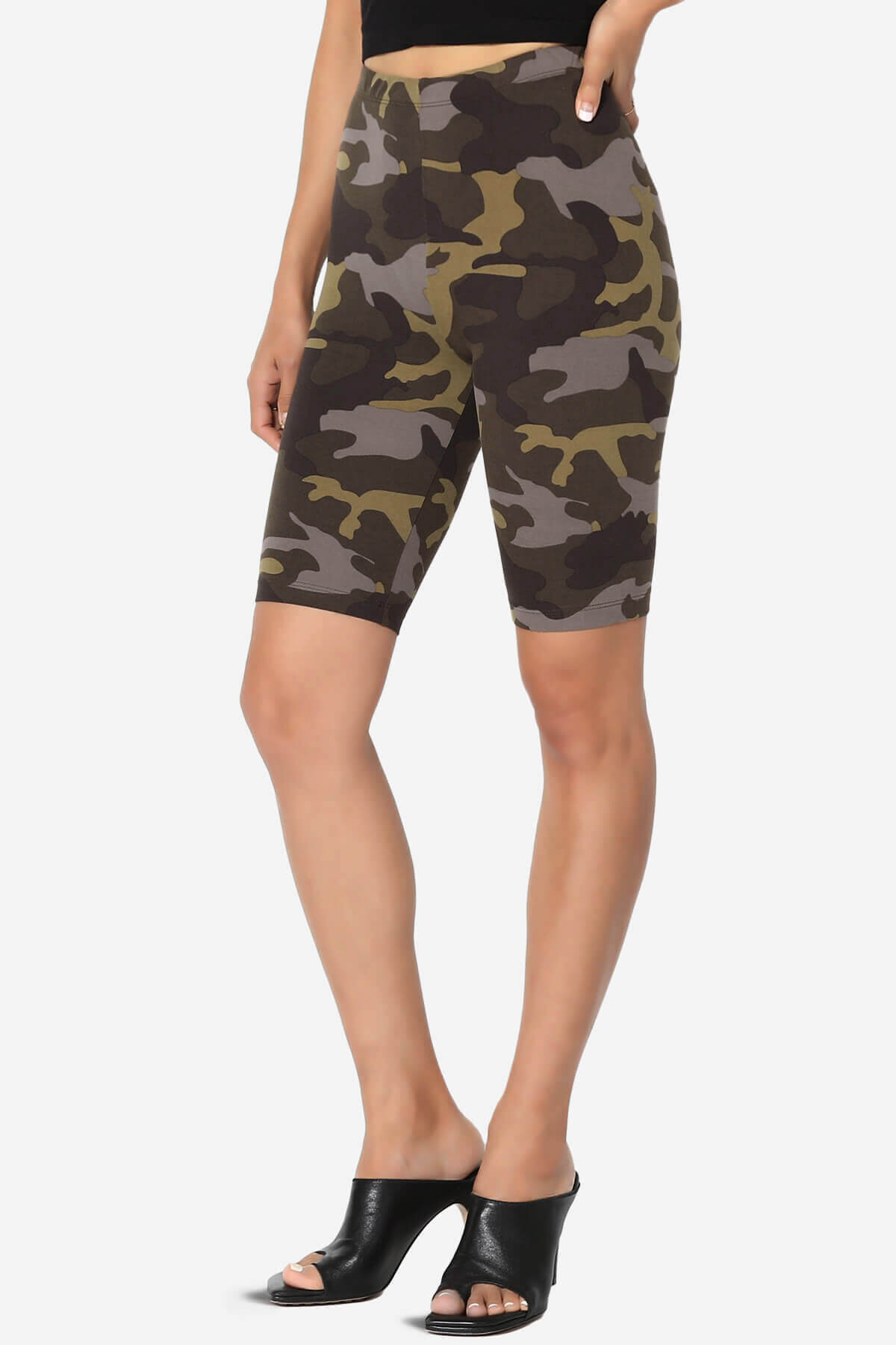 Michigan Camo Print Microfiber Bike Short Leggings OLIVE_3