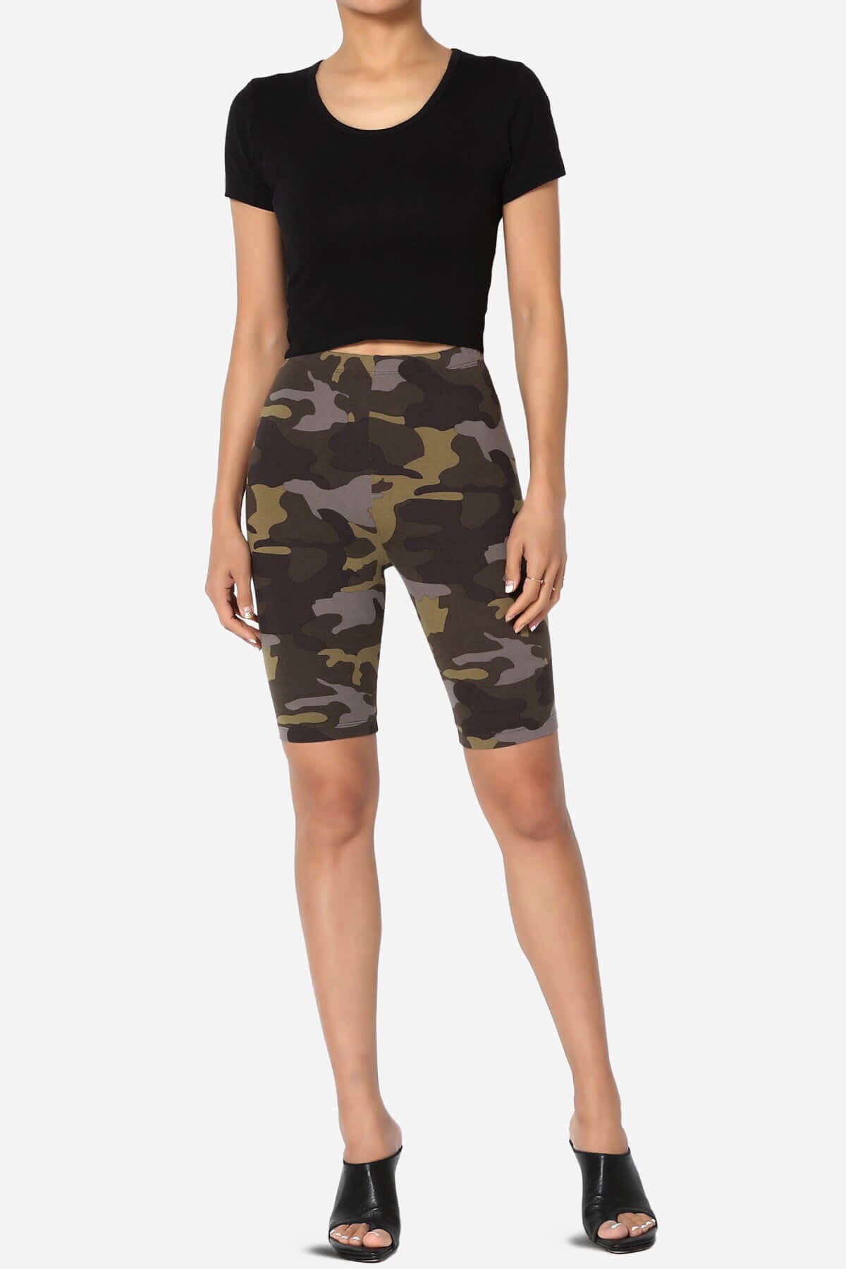 Michigan Camo Print Microfiber Bike Short Leggings OLIVE_6