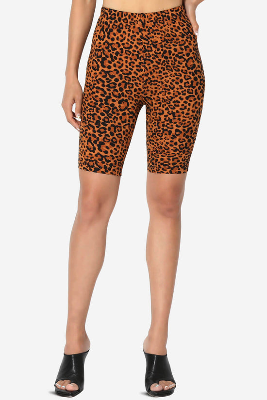 Michigan Cheetah Print Microfiber Bike Short Leggings ALMOND_1