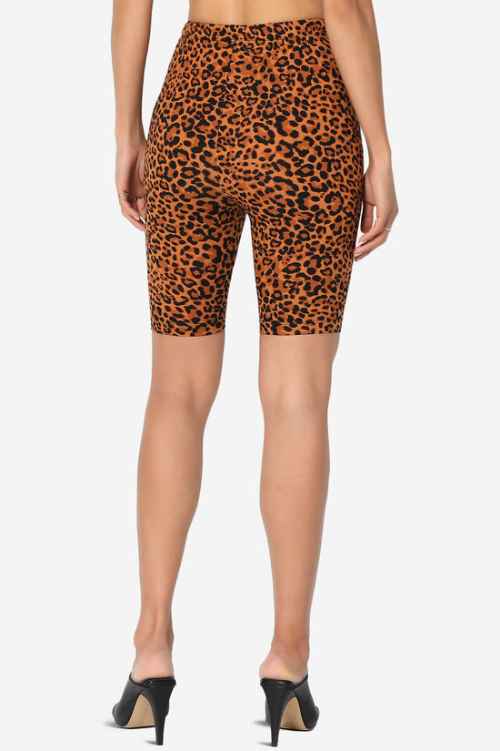 Michigan Cheetah Print Microfiber Bike Short Leggings ALMOND_2