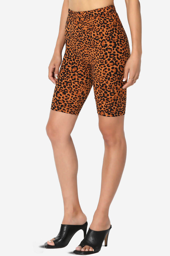 Michigan Cheetah Print Microfiber Bike Short Leggings ALMOND_3